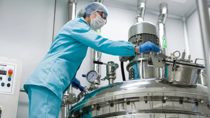 Scientists Working In Large Cosmetic Lab